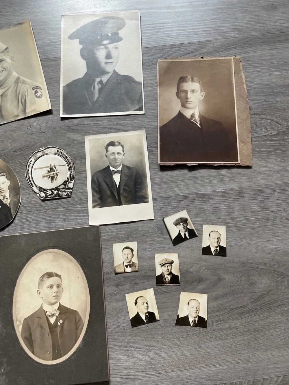 Antique Photo Lot (15) - Men’s Portraits, Military WWII, Cabinet Cards Vintage